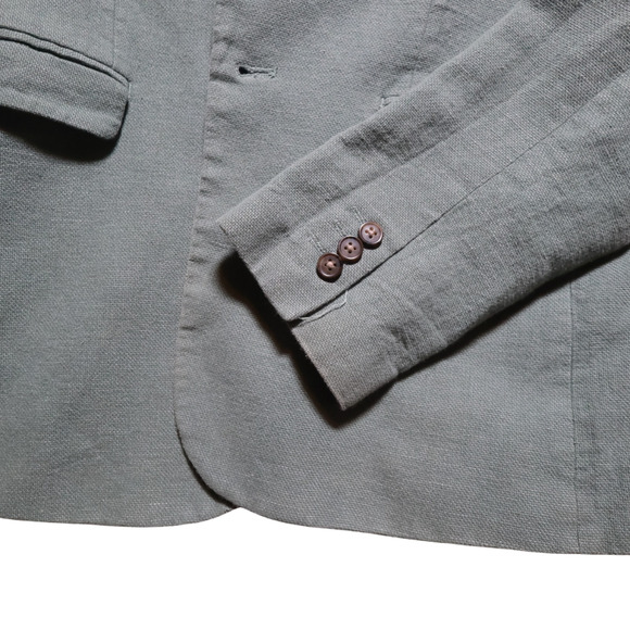 H&M Cotton Linen Blazer Sage Green Single-Breasted US 18 (Fits Like 12) SoftGirl - Picture 8 of 16